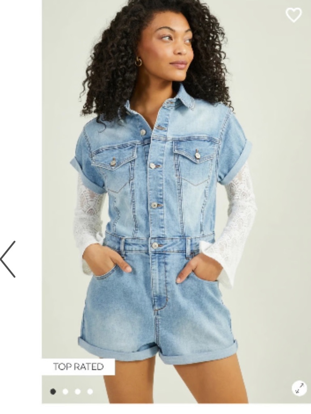 Altar'd State Light Wash Denim Short Sleeve Romper